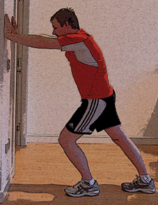 Man showing calf stretch