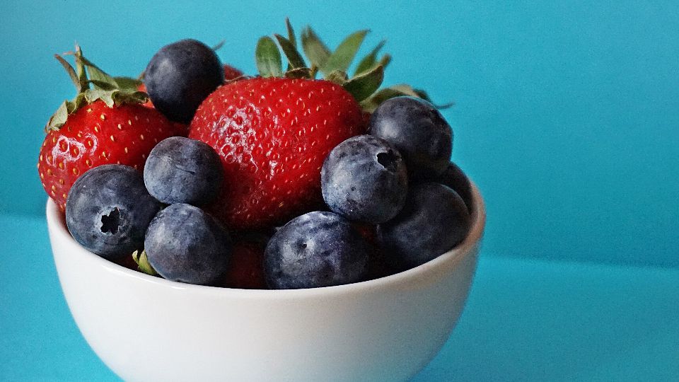 Blueberries and strawberries