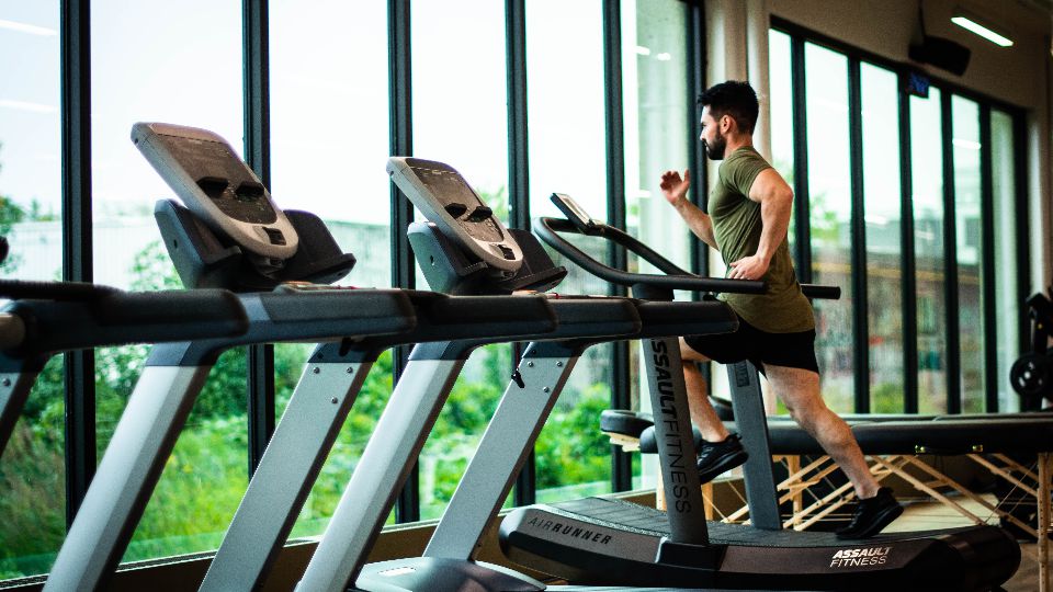 Man running on a treadmill