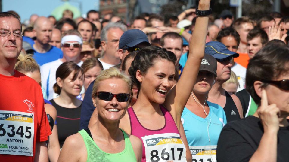 Prepared runners at the start line