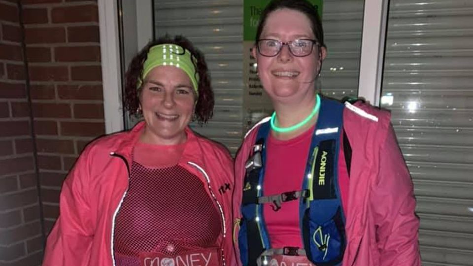Lindsey Underhill and Sharon Sumner run the Virtual London Marathon