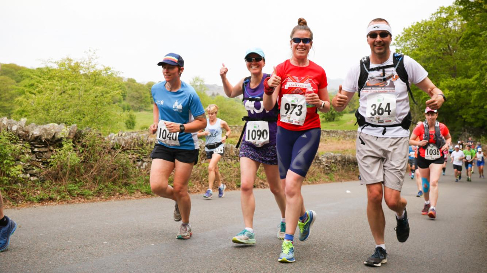 Runners in good spirits at the Windermere Marathon