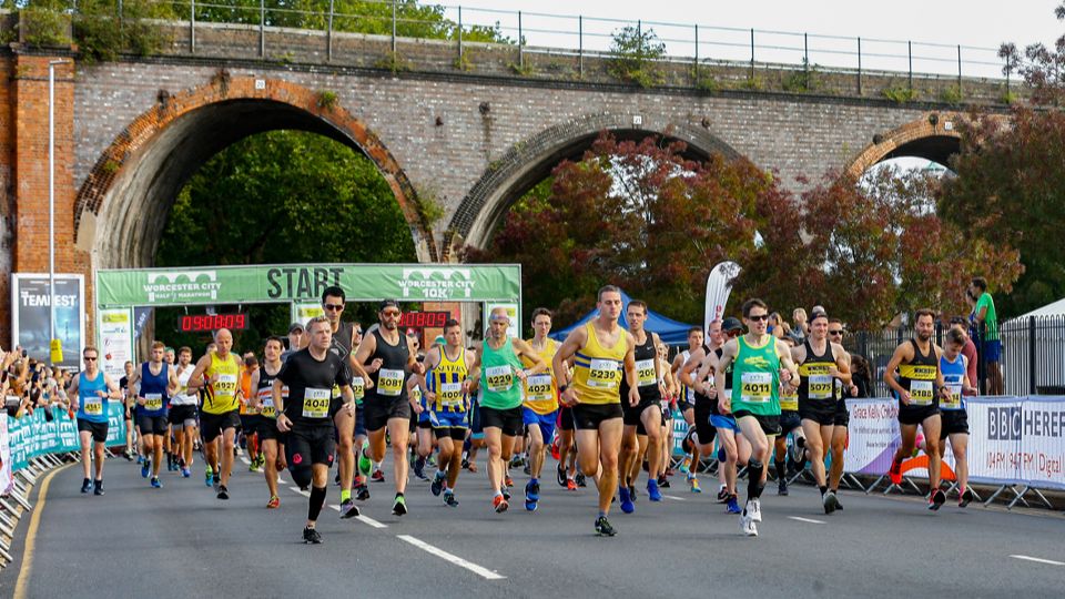 At the start of the Worcester City Runs