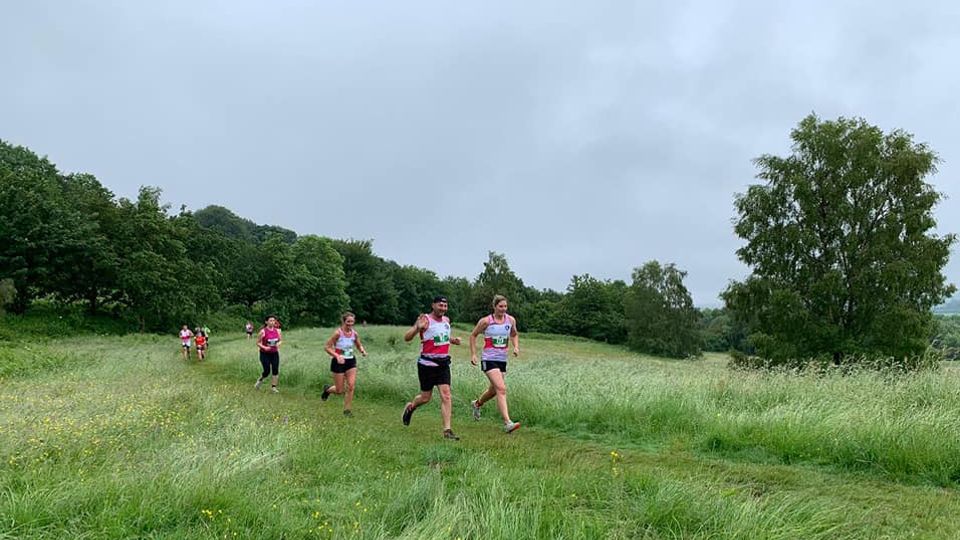 Runners enjoying the trails at the Bromyard Round the Downs Race