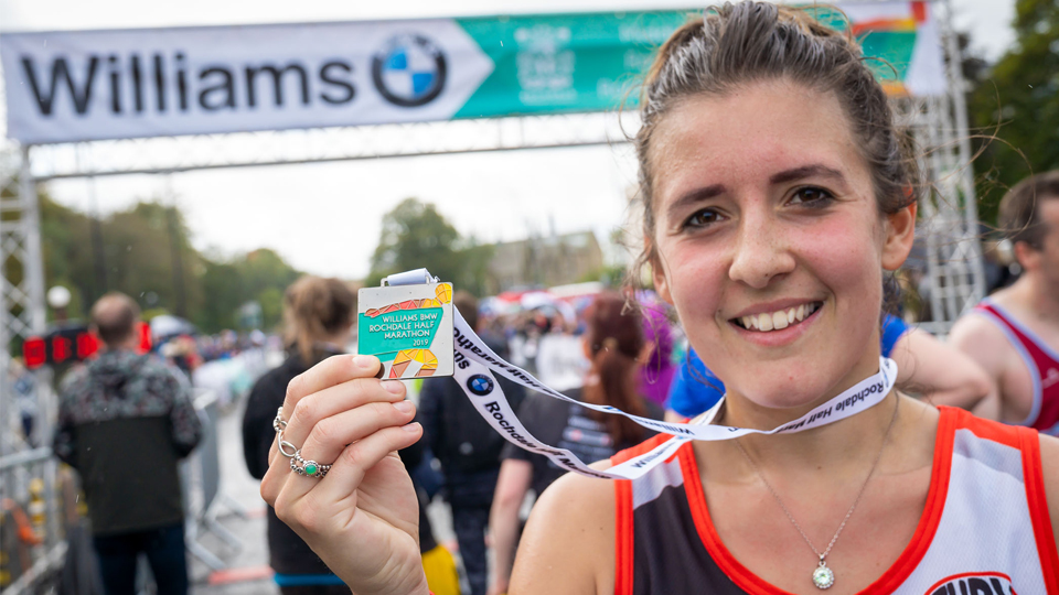 Runner with medal at Rochdale Half