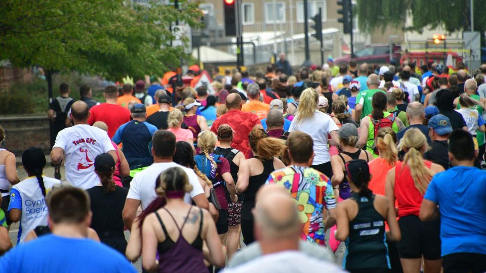 In full flow at the Northampton Half Marathon