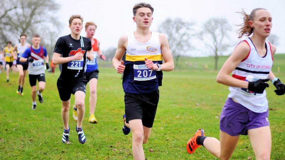 Kate Holt leading the way at the North Staffs Cross Country League Race 4 at Betley Court Farm