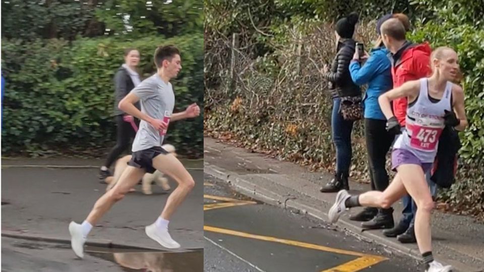 Richard Allen and Kate Holt in winning form at the Alsager 5 Road Race