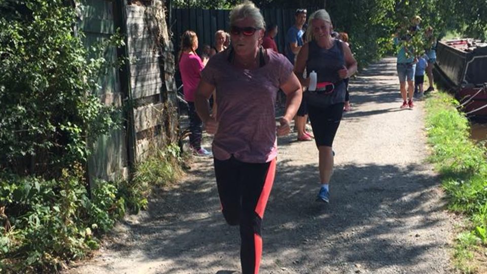Making a dash for the finish at the Girls on the Run 10K