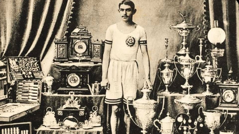 Alf Shrubb with trophies won