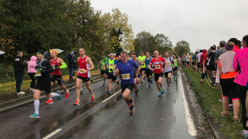 Racing through the rain at the Stilton Stumble 10K