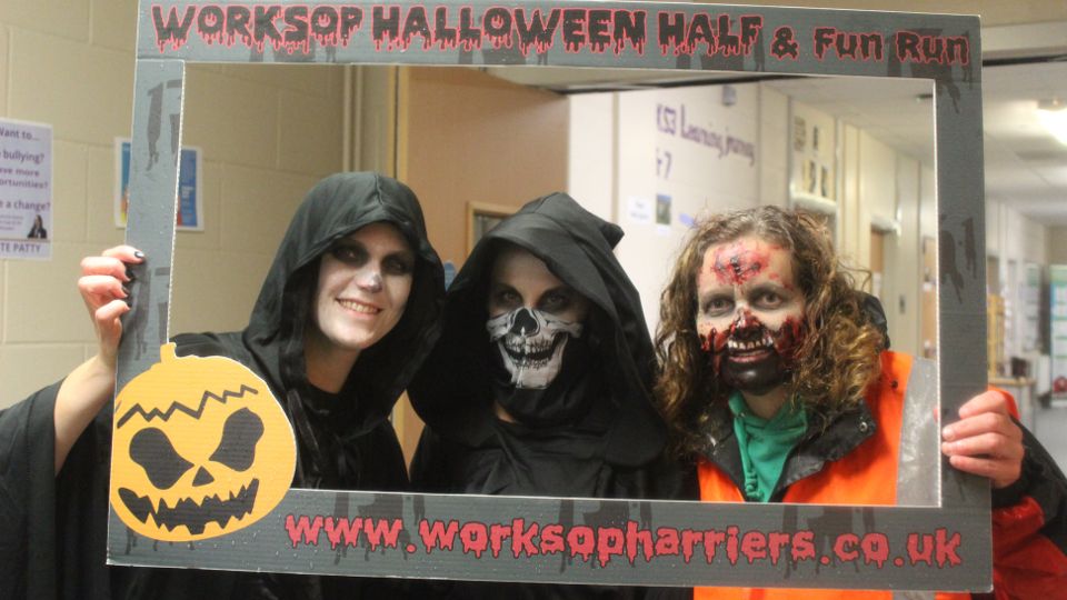 Scarily attired runners in the Worksop Halloween Half Marathon