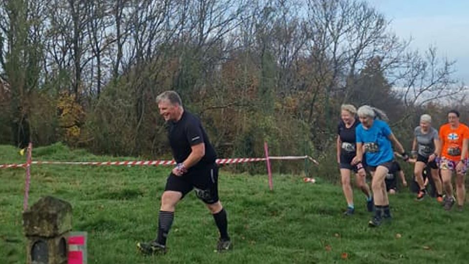 Getting their teeth into the hills at the Double Gloucester cheese themed run