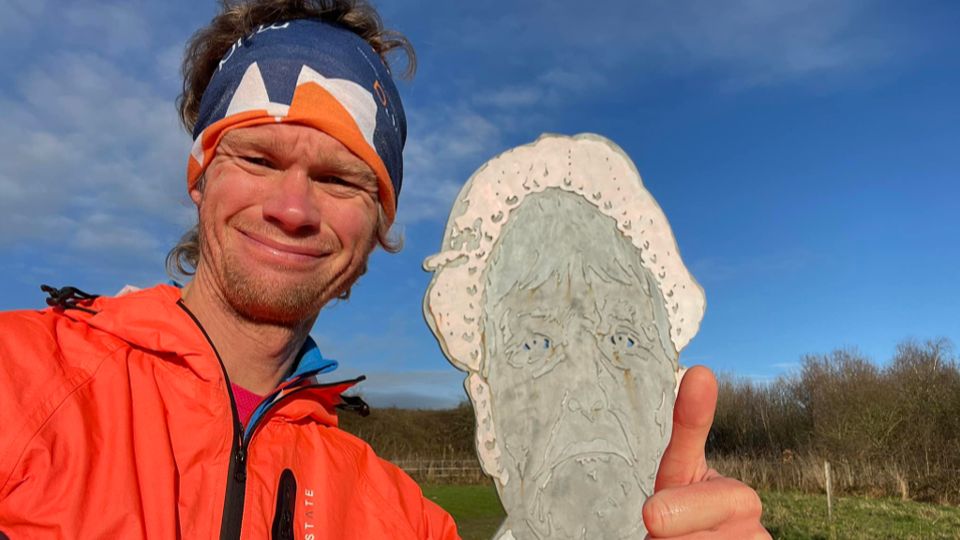 Gareth Copley-Jones thumbs up during his training runs for ultra challenge