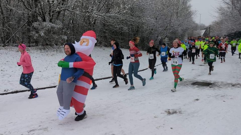 Getting carried away at the Sneyd Striders Christmas Pudding Run