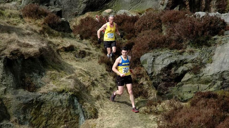 Downhill running at the Mow Cop Hill Race