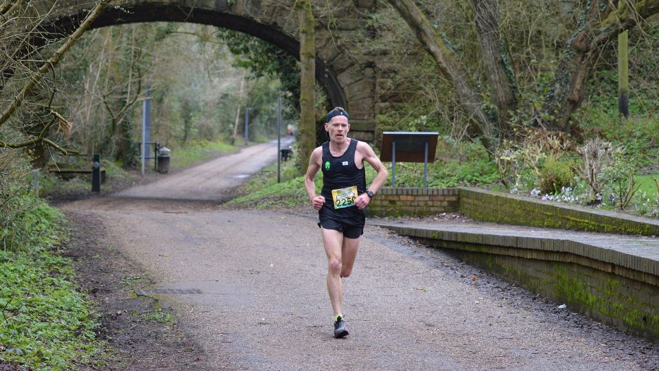 Paul Jones on his way to winning the Ironbridge Half Marathon
