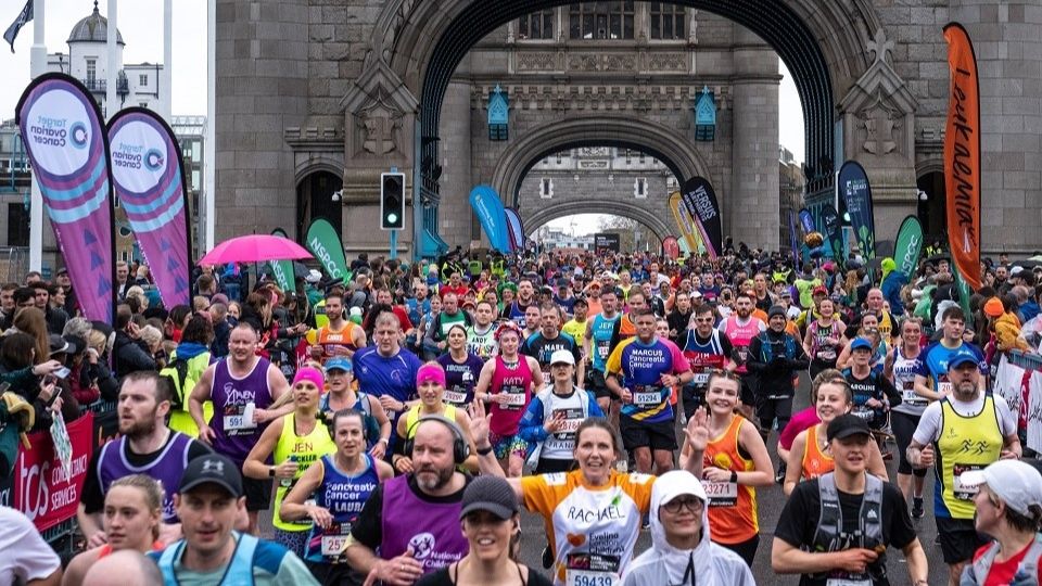 London Marathon 2023 group at Tower Bridge