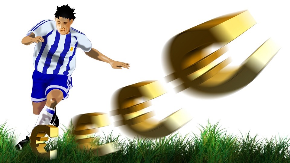 Footballer chasing the Euros