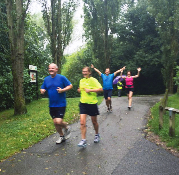 Ernie Heaton (in rear) with Redditch running buddies