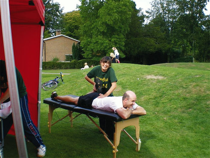 Lisa massaging a client