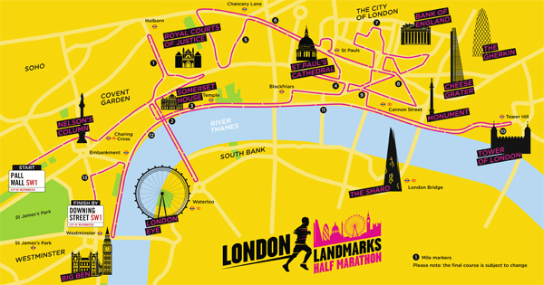 the London Landmarks Half Marathon route