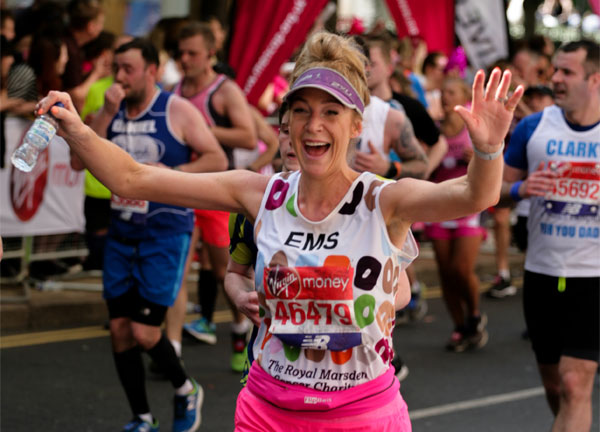 A very happy Royal Marsden runner at Brighton Marathon