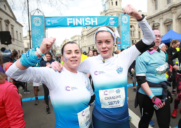 very happy runners at the finish of the London Winter Run