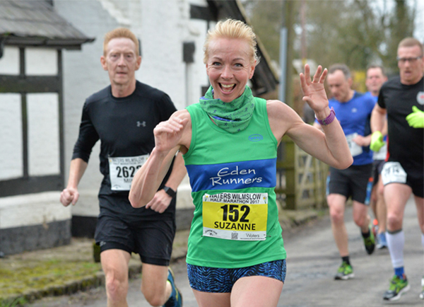 happy lady runner at Wilmslow Half