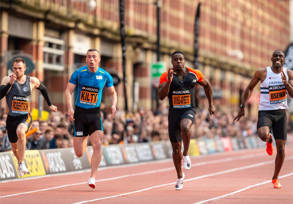 Top level sprinters in action at Great City Games