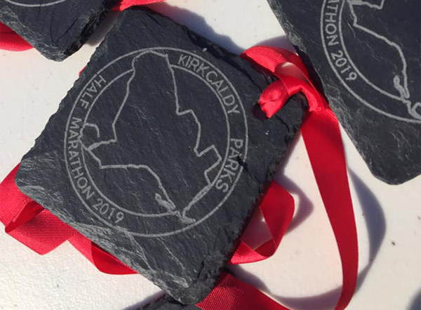 The unique slate medal at Kirkcaldy Half 2019
