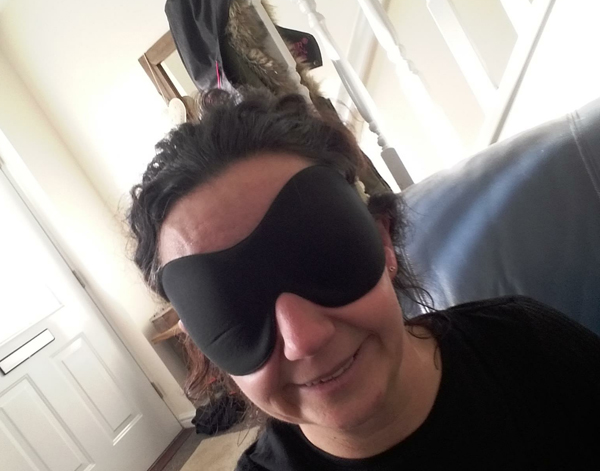 Finola Ashe with blindfold