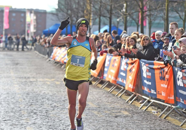 Jonny Mellor on way to victory at the Liverpool Half Marathon