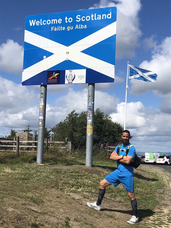 Stuart Amory crosses into Scotland on his epic run