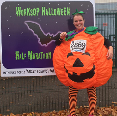 Worksop Halloween Half Marathon runner in fancy dress