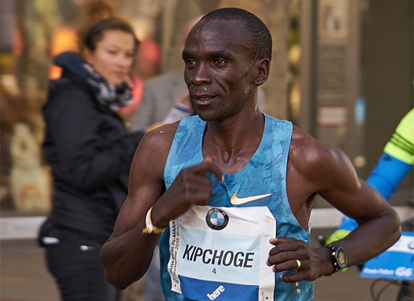 Eliud Kipchoge in race action