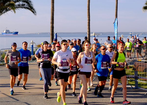 running along the shore at Limassol Marathon
