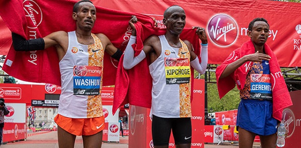 London Marathon men's podium 2019