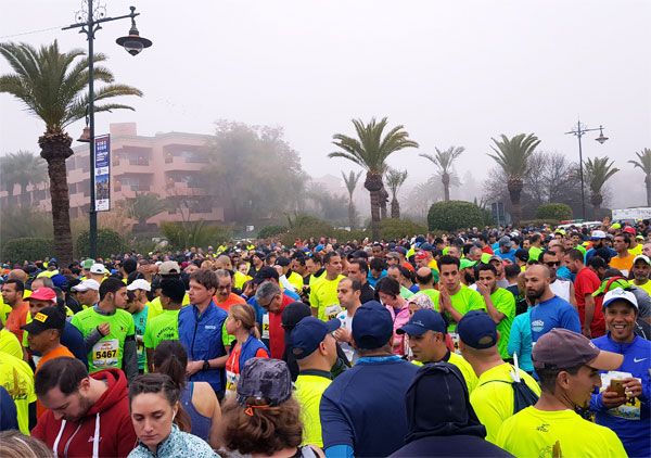 Marrakech runners in the morning mist