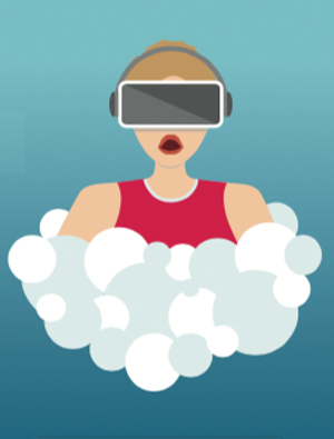 cartoon of runners with visor in the clouds